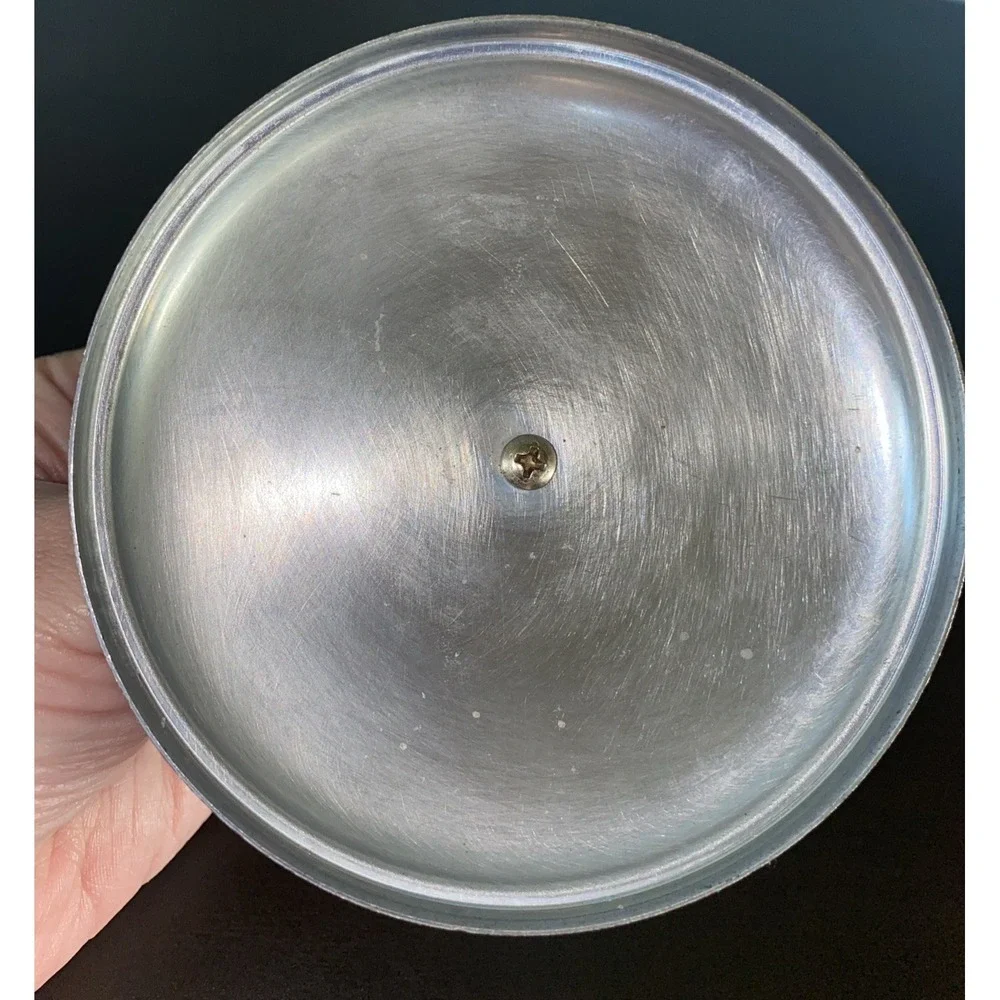 Vintage Clear Ribbed Glass Powder Vanity Dresser Jar & Silver‎ Metal Lid